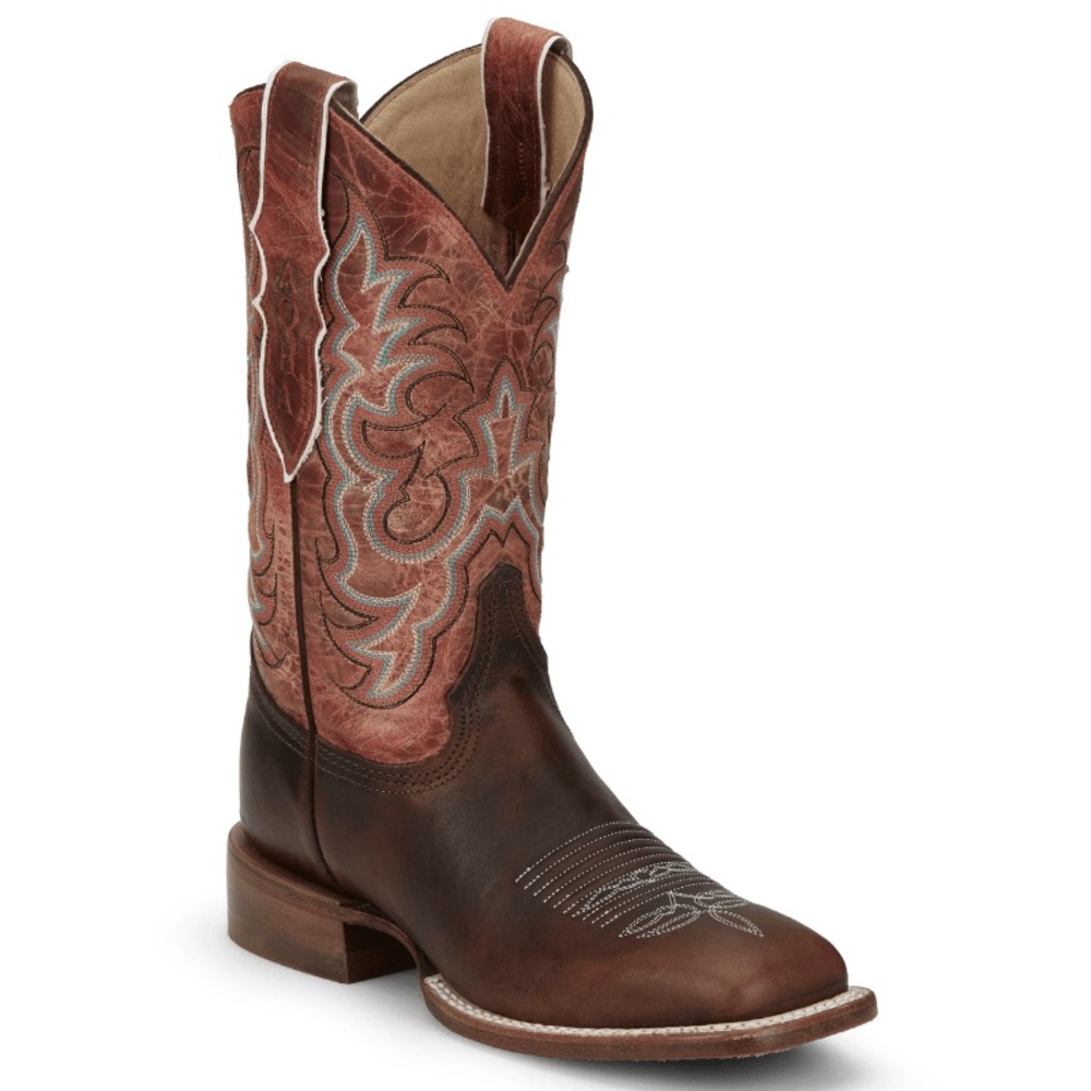 JUSTIN BOOTS WOMEN'S AQHA DUSTY BROWN SQUARE TOE WESTERN BOOTS AQ7020 - Picture 2 of 10